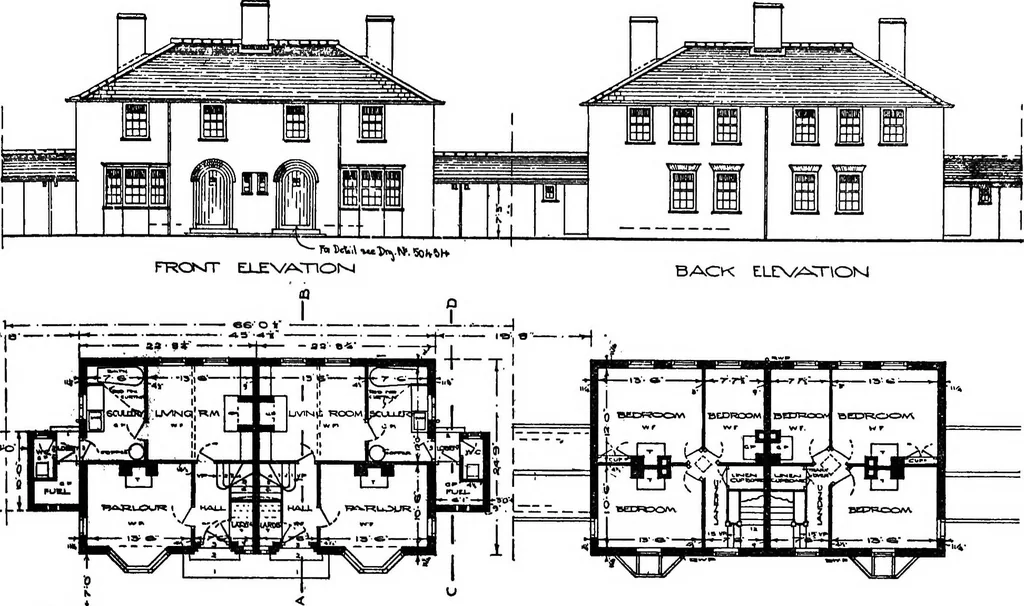 An illustration from The housing problem in war and peace, 1918, leaf 92