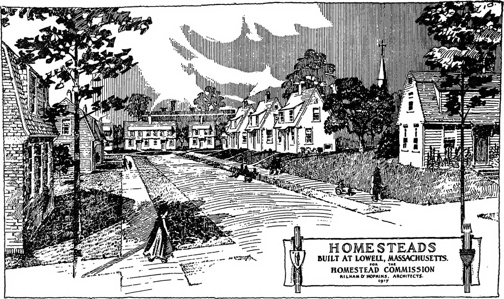 An illustration from The housing problem in war and peace, 1918, leaf 99