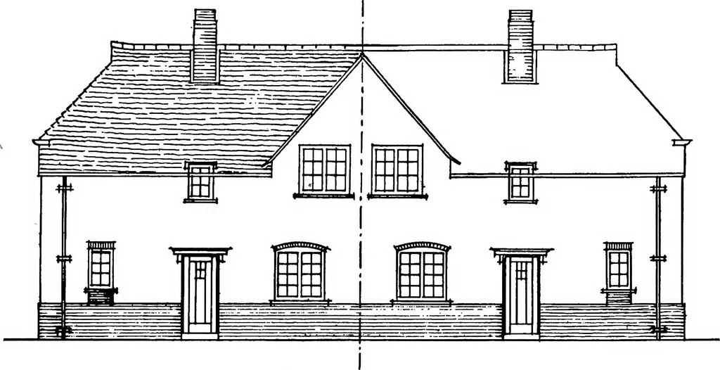 An illustration from Type plans and elevations of houses designed by the Ministry of Health in connection with state-aided housing schemes, 1920, leaf 11