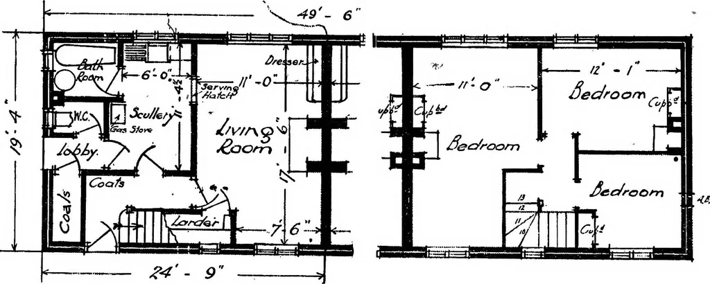 An illustration from Type plans and elevations of houses designed by the Ministry of Health in connection with state-aided housing schemes, 1920, leaf 15