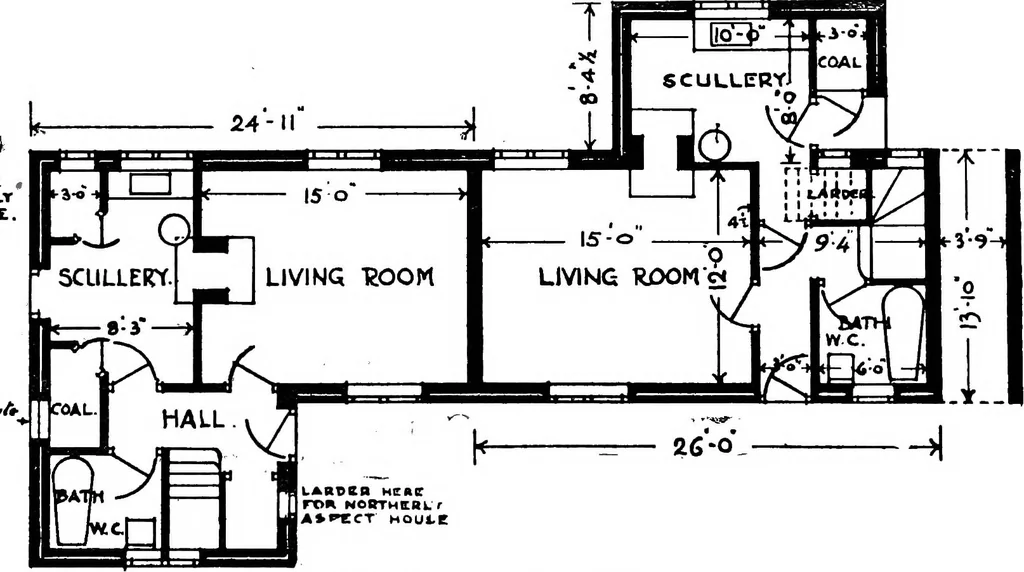 An illustration from Type plans and elevations of houses designed by the Ministry of Health in connection with state-aided housing schemes, 1920, leaf 17