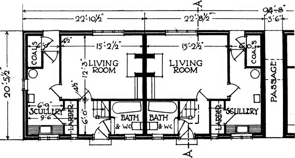 An illustration from Type plans and elevations of houses designed by the Ministry of Health in connection with state-aided housing schemes, 1920, leaf 19