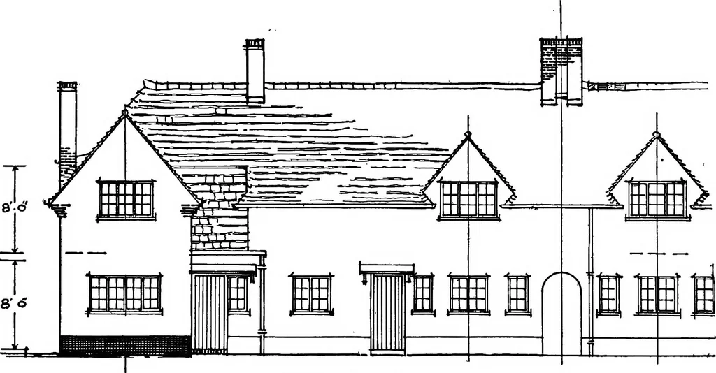 An illustration from Type plans and elevations of houses designed by the Ministry of Health in connection with state-aided housing schemes, 1920, leaf 23