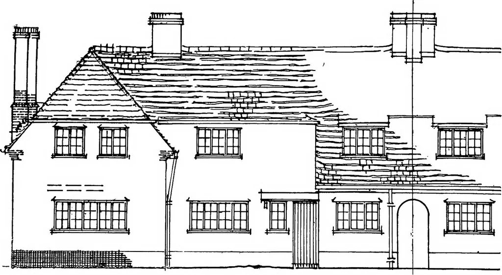 An illustration from Type plans and elevations of houses designed by the Ministry of Health in connection with state-aided housing schemes, 1920, leaf 25