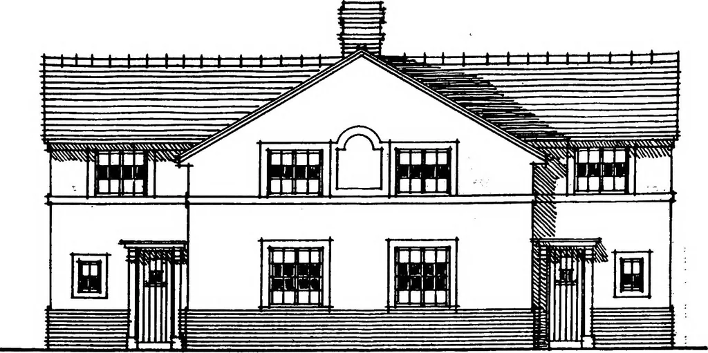 An illustration from Type plans and elevations of houses designed by the Ministry of Health in connection with state-aided housing schemes, 1920, leaf 33