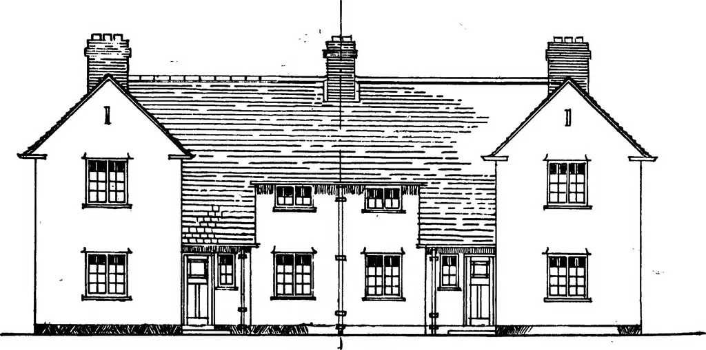 An illustration from Type plans and elevations of houses designed by the Ministry of Health in connection with state-aided housing schemes, 1920, leaf 34