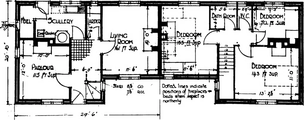 An illustration from Type plans and elevations of houses designed by the Ministry of Health in connection with state-aided housing schemes, 1920, leaf 36