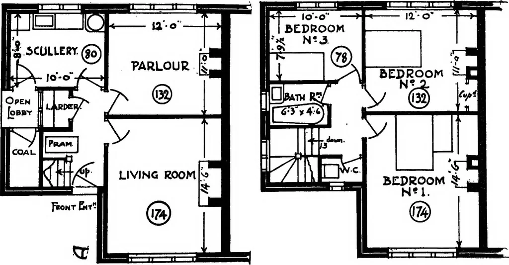 An illustration from Type plans and elevations of houses designed by the Ministry of Health in connection with state-aided housing schemes, 1920, leaf 38