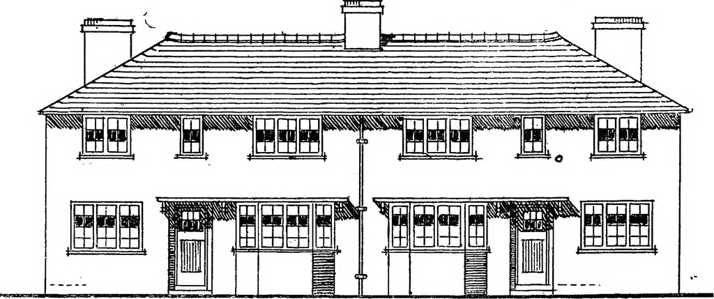 An illustration from Type plans and elevations of houses designed by the Ministry of Health in connection with state-aided housing schemes, 1920, leaf 39