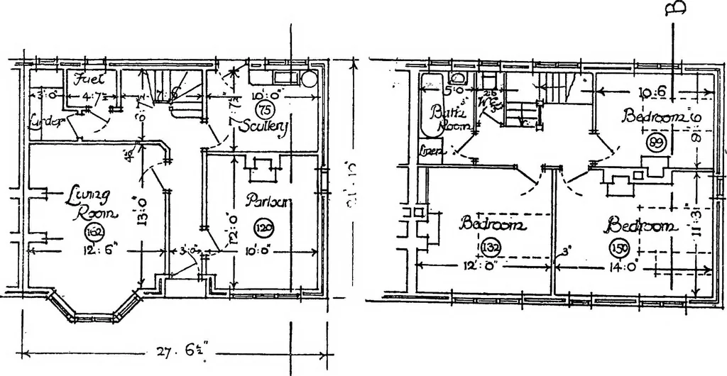 An illustration from Type plans and elevations of houses designed by the Ministry of Health in connection with state-aided housing schemes, 1920, leaf 39