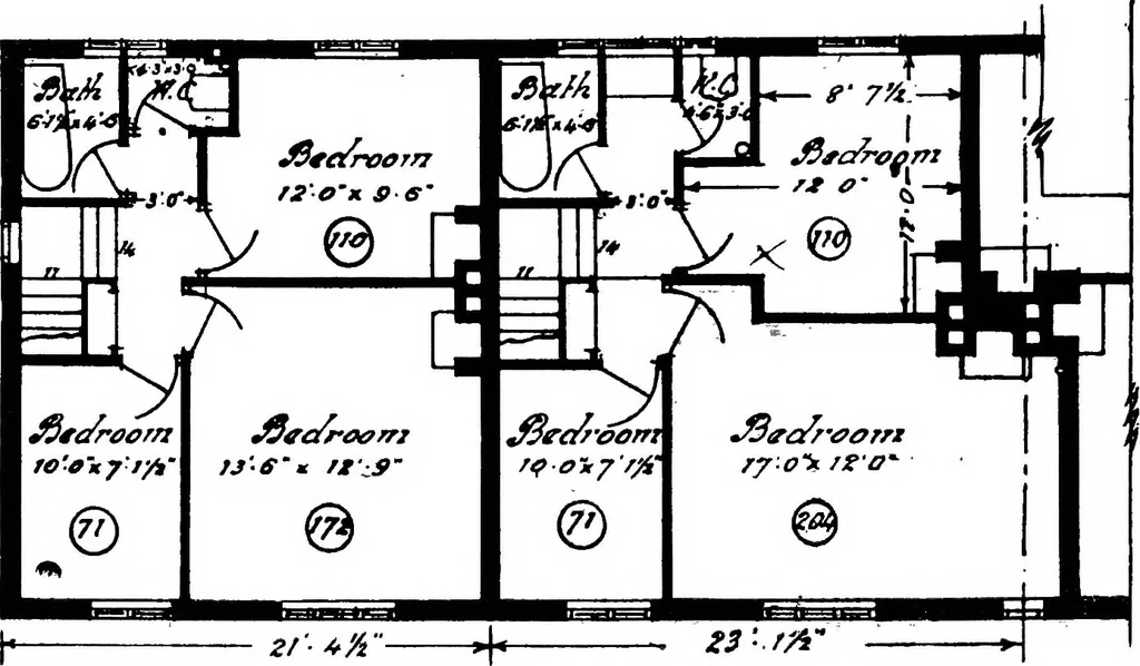An illustration from Type plans and elevations of houses designed by the Ministry of Health in connection with state-aided housing schemes, 1920, leaf 41