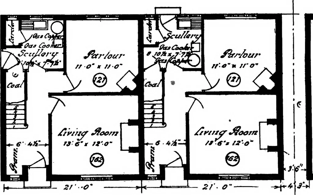 An illustration from Type plans and elevations of houses designed by the Ministry of Health in connection with state-aided housing schemes, 1920, leaf 41