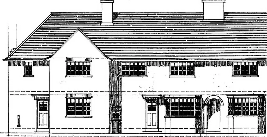 An illustration from Type plans and elevations of houses designed by the Ministry of Health in connection with state-aided housing schemes, 1920, leaf 43