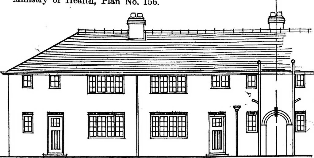 An illustration from Type plans and elevations of houses designed by the Ministry of Health in connection with state-aided housing schemes, 1920, leaf 44