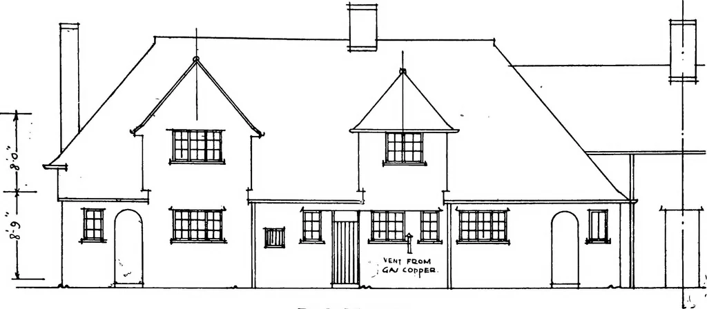An illustration from Type plans and elevations of houses designed by the Ministry of Health in connection with state-aided housing schemes, 1920, leaf 48