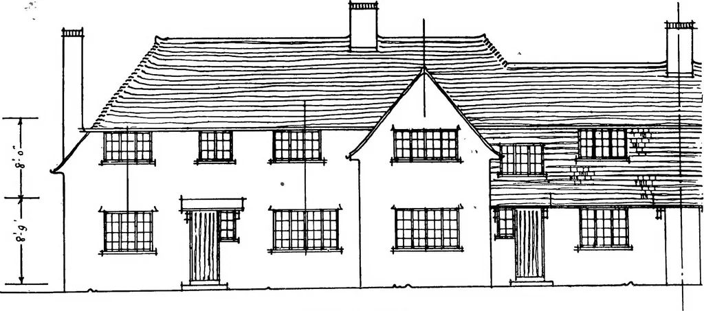 An illustration from Type plans and elevations of houses designed by the Ministry of Health in connection with state-aided housing schemes, 1920, leaf 48