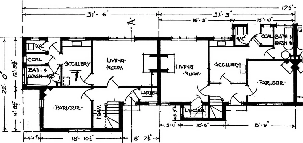 An illustration from Type plans and elevations of houses designed by the Ministry of Health in connection with state-aided housing schemes, 1920, leaf 49