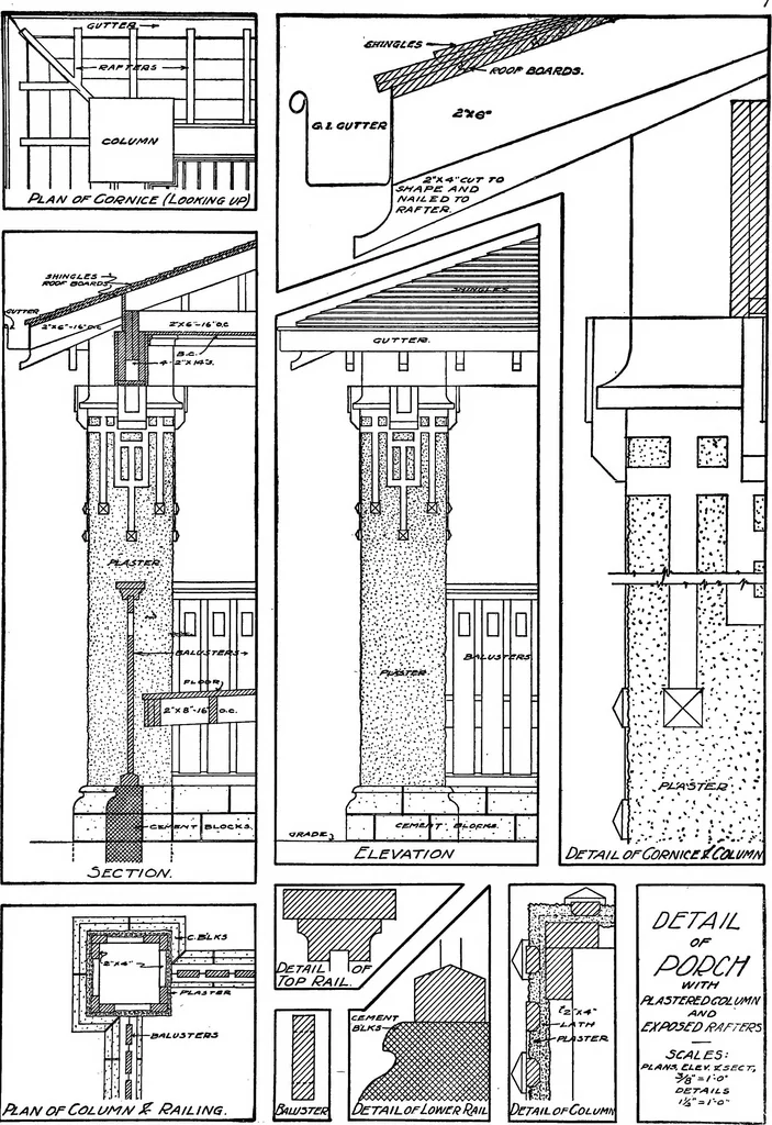 An illustration from Radford's portfolio of details of building construction; a remarkable and unique collection of full-page plates, accurately drawn and reproduced to exact scale. Complete details for every style of interior trim, including special built-in features, 1911, leaf 10