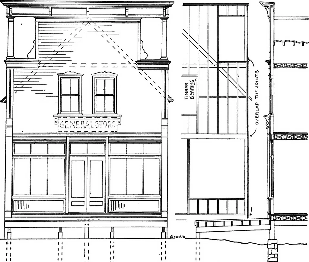 An illustration from Radford's portfolio of details of building construction; a remarkable and unique collection of full-page plates, accurately drawn and reproduced to exact scale. Complete details for every style of interior trim, including special built-in features, 1911, leaf 107