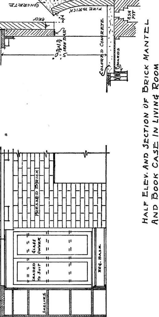 An illustration from Radford's portfolio of details of building construction; a remarkable and unique collection of full-page plates, accurately drawn and reproduced to exact scale. Complete details for every style of interior trim, including special built-in features, 1911, leaf 124