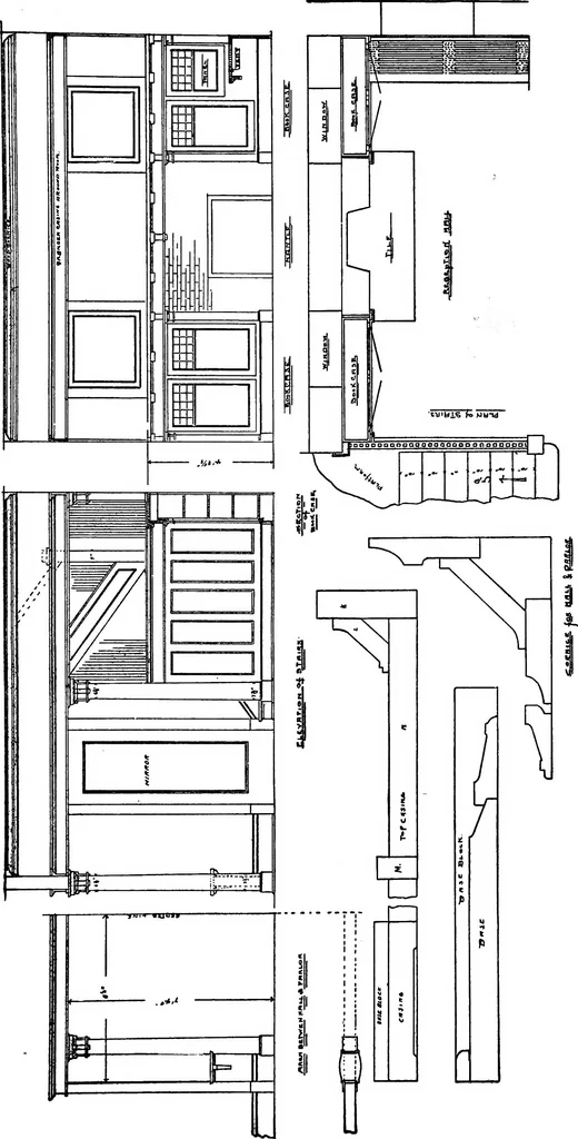 An illustration from Radford's portfolio of details of building construction; a remarkable and unique collection of full-page plates, accurately drawn and reproduced to exact scale. Complete details for every style of interior trim, including special built-in features, 1911, leaf 127