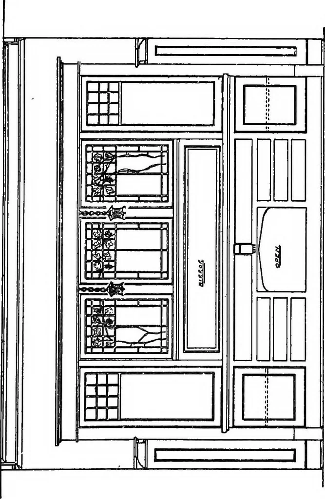 An illustration from Radford's portfolio of details of building construction; a remarkable and unique collection of full-page plates, accurately drawn and reproduced to exact scale. Complete details for every style of interior trim, including special built-in features, 1911, leaf 128