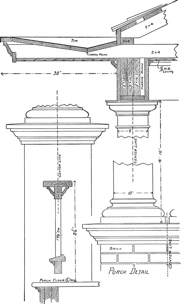 An illustration from Radford's portfolio of details of building construction; a remarkable and unique collection of full-page plates, accurately drawn and reproduced to exact scale. Complete details for every style of interior trim, including special built-in features, 1911, leaf 137