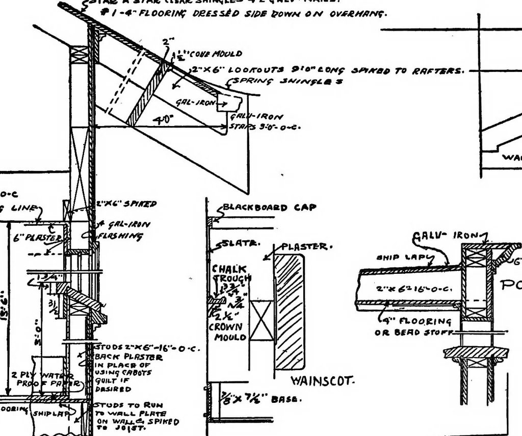 An illustration from Radford's portfolio of details of building construction; a remarkable and unique collection of full-page plates, accurately drawn and reproduced to exact scale. Complete details for every style of interior trim, including special built-in features, 1911, leaf 144