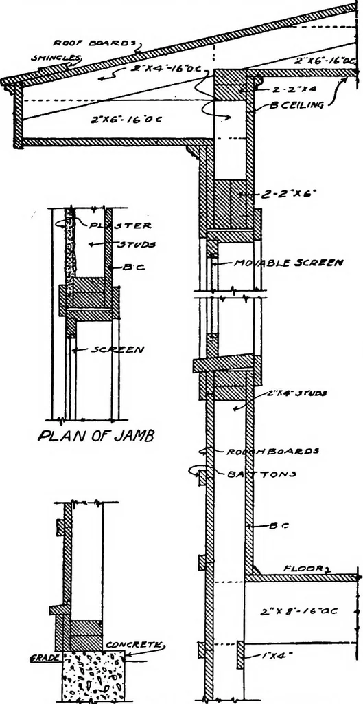 An illustration from Radford's portfolio of details of building construction; a remarkable and unique collection of full-page plates, accurately drawn and reproduced to exact scale. Complete details for every style of interior trim, including special built-in features, 1911, leaf 163