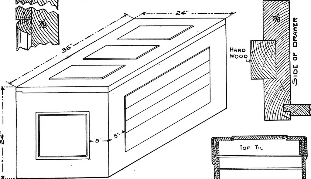 An illustration from Radford's portfolio of details of building construction; a remarkable and unique collection of full-page plates, accurately drawn and reproduced to exact scale. Complete details for every style of interior trim, including special built-in features, 1911, leaf 174
