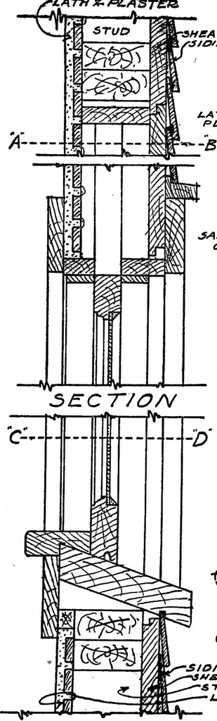 An illustration from Radford's portfolio of details of building construction; a remarkable and unique collection of full-page plates, accurately drawn and reproduced to exact scale. Complete details for every style of interior trim, including special built-in features, 1911, leaf 189