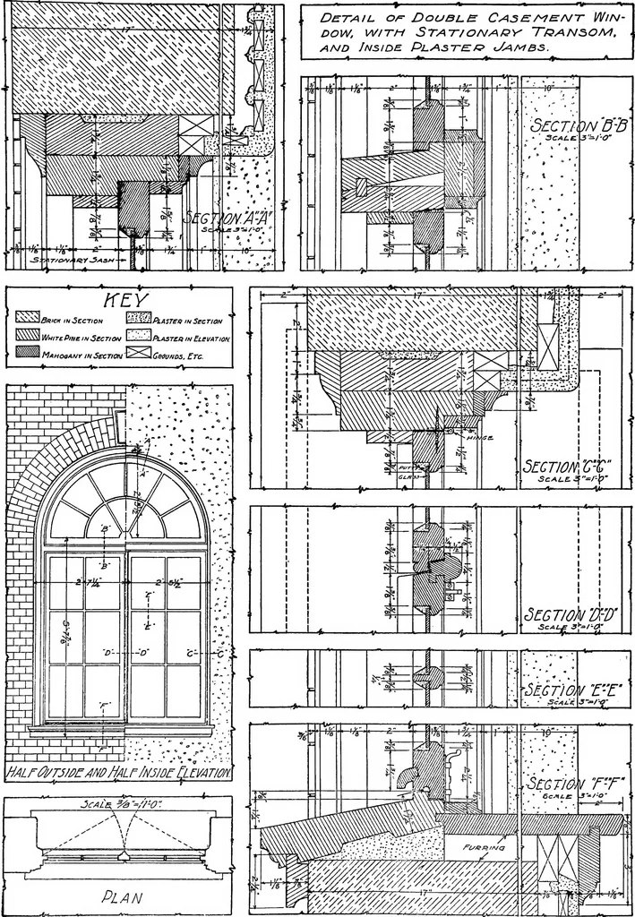 An illustration from Radford's portfolio of details of building construction; a remarkable and unique collection of full-page plates, accurately drawn and reproduced to exact scale. Complete details for every style of interior trim, including special built-in features, 1911, leaf 30