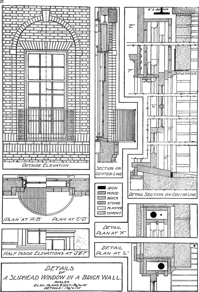 An illustration from Radford's portfolio of details of building construction; a remarkable and unique collection of full-page plates, accurately drawn and reproduced to exact scale. Complete details for every style of interior trim, including special built-in features, 1911, leaf 31