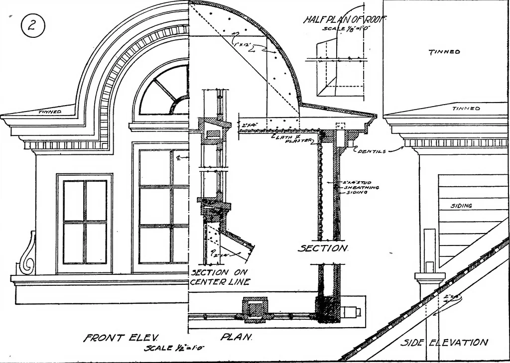 An illustration from Radford's portfolio of details of building construction; a remarkable and unique collection of full-page plates, accurately drawn and reproduced to exact scale. Complete details for every style of interior trim, including special built-in features, 1911, leaf 33