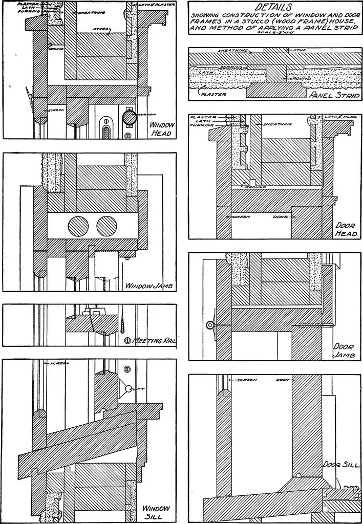 An illustration from Radford's portfolio of details of building construction; a remarkable and unique collection of full-page plates, accurately drawn and reproduced to exact scale. Complete details for every style of interior trim, including special built-in features, 1911, leaf 36
