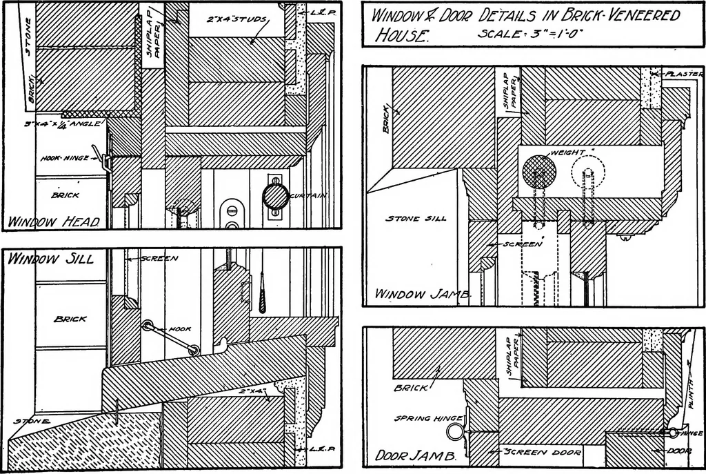 An illustration from Radford's portfolio of details of building construction; a remarkable and unique collection of full-page plates, accurately drawn and reproduced to exact scale. Complete details for every style of interior trim, including special built-in features, 1911, leaf 39