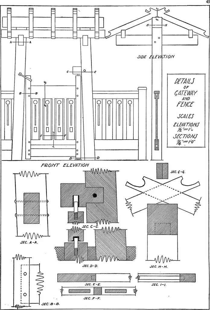 An illustration from Radford's portfolio of details of building construction; a remarkable and unique collection of full-page plates, accurately drawn and reproduced to exact scale. Complete details for every style of interior trim, including special built-in features, 1911, leaf 48