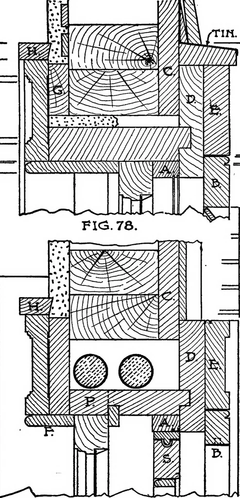 An illustration from Radford's portfolio of details of building construction; a remarkable and unique collection of full-page plates, accurately drawn and reproduced to exact scale. Complete details for every style of interior trim, including special built-in features, 1911, leaf 66