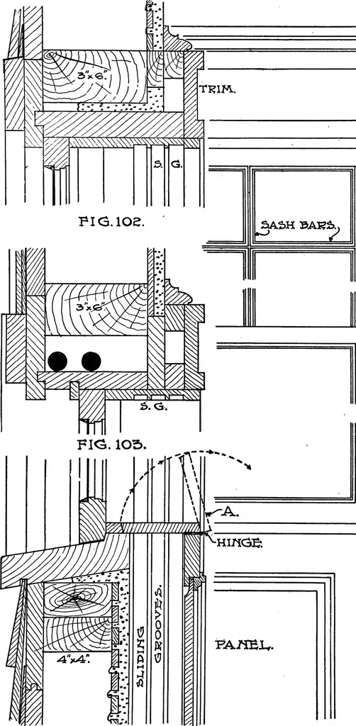 An illustration from Radford's portfolio of details of building construction; a remarkable and unique collection of full-page plates, accurately drawn and reproduced to exact scale. Complete details for every style of interior trim, including special built-in features, 1911, leaf 70