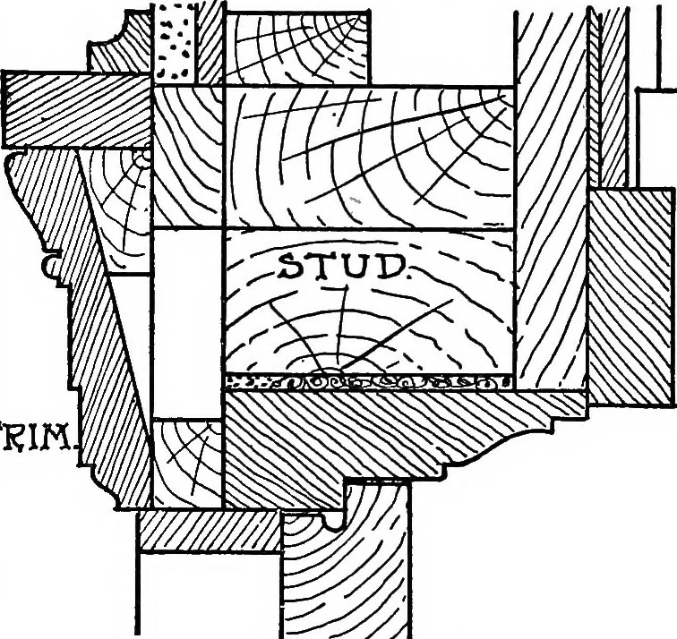 An illustration from Radford's portfolio of details of building construction; a remarkable and unique collection of full-page plates, accurately drawn and reproduced to exact scale. Complete details for every style of interior trim, including special built-in features, 1911, leaf 81
