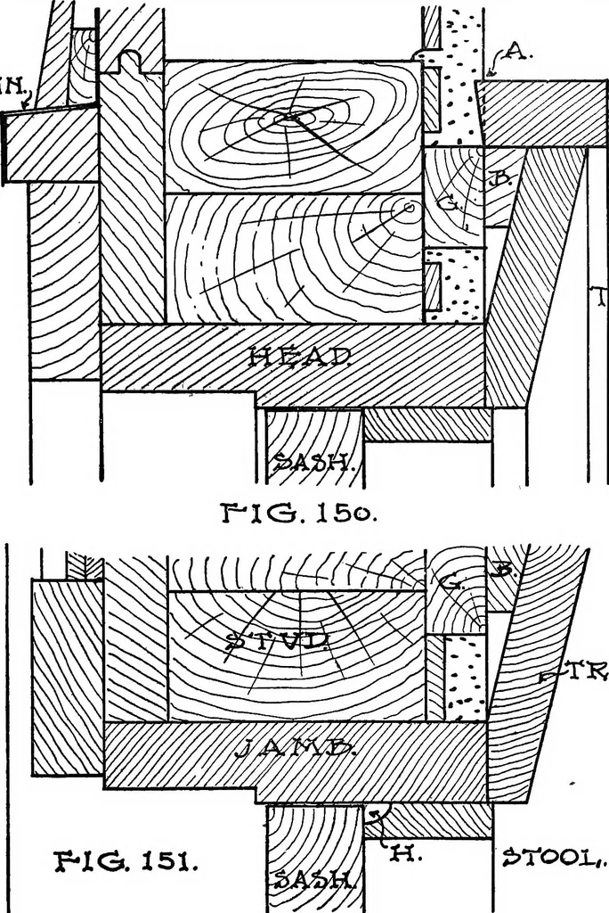 An illustration from Radford's portfolio of details of building construction; a remarkable and unique collection of full-page plates, accurately drawn and reproduced to exact scale. Complete details for every style of interior trim, including special built-in features, 1911, leaf 82