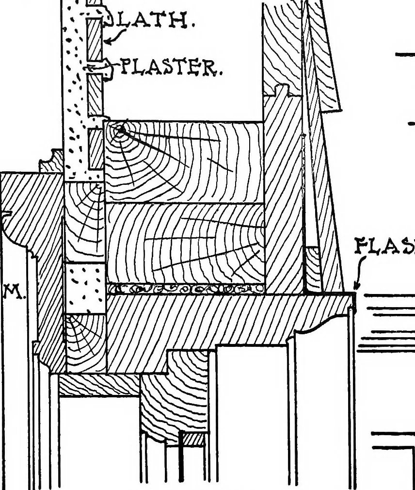 An illustration from Radford's portfolio of details of building construction; a remarkable and unique collection of full-page plates, accurately drawn and reproduced to exact scale. Complete details for every style of interior trim, including special built-in features, 1911, leaf 83