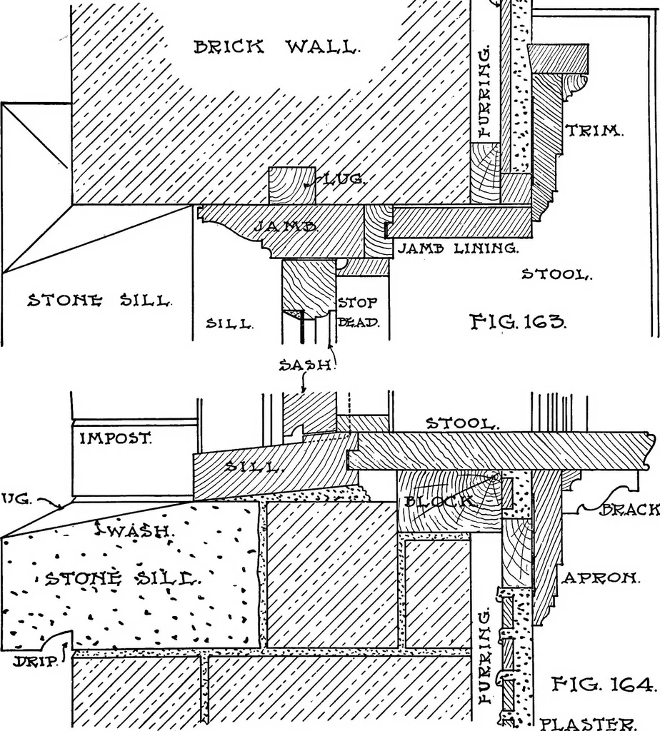 An illustration from Radford's portfolio of details of building construction; a remarkable and unique collection of full-page plates, accurately drawn and reproduced to exact scale. Complete details for every style of interior trim, including special built-in features, 1911, leaf 84