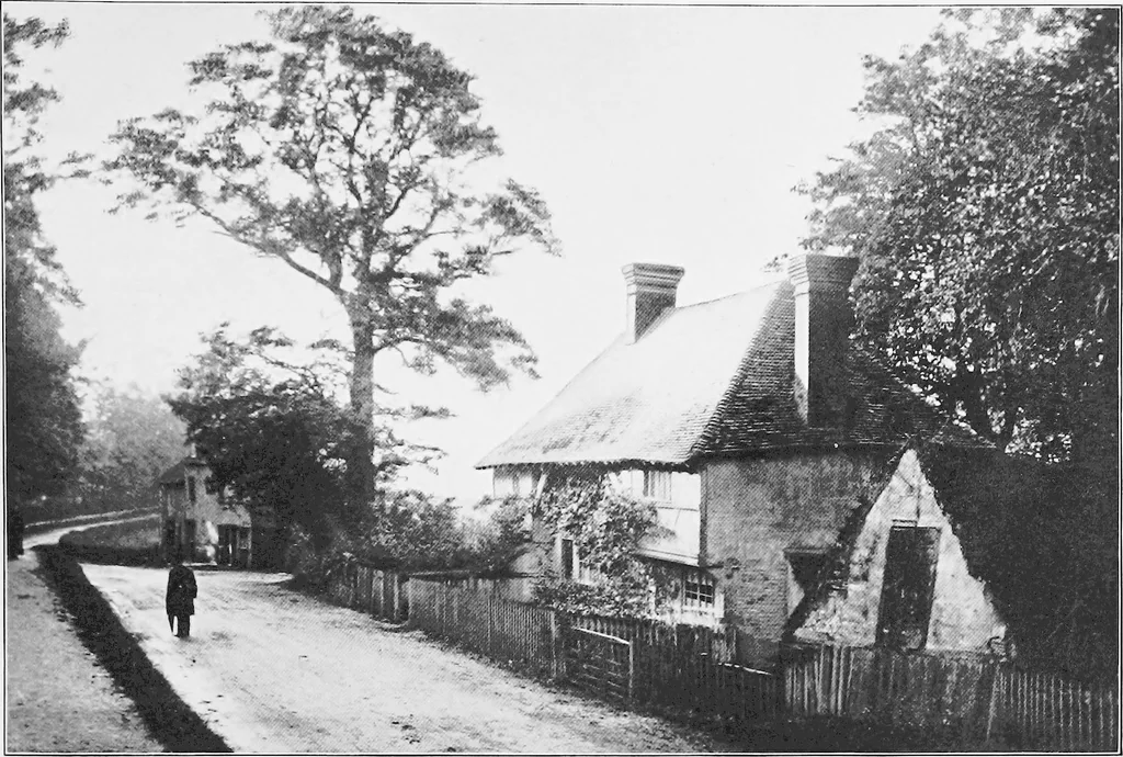 An illustration from Picturesque English cottages and their doorway gardens, 1905, leaf 108