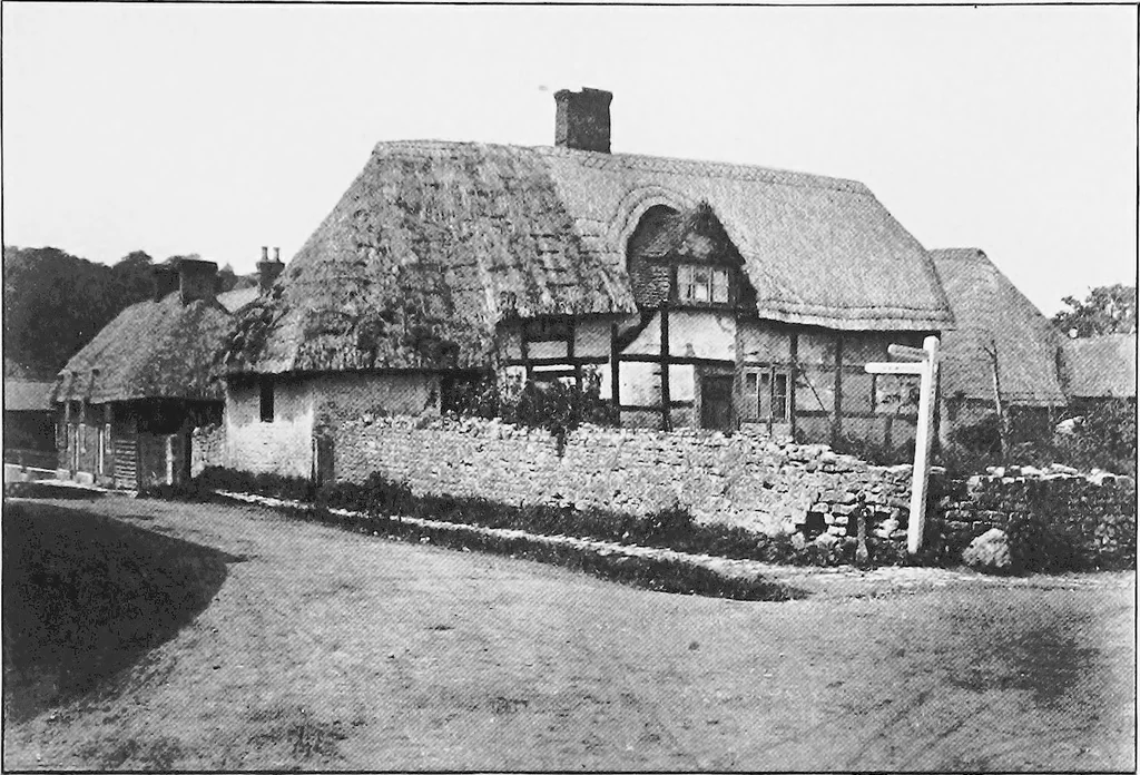 An illustration from Picturesque English cottages and their doorway gardens, 1905, leaf 16
