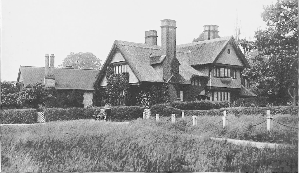 An illustration from Picturesque English cottages and their doorway gardens, 1905, leaf 19