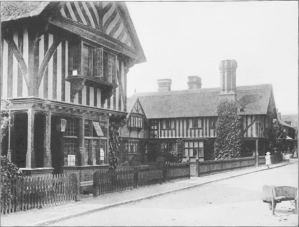 An illustration from Picturesque English cottages and their doorway gardens, 1905, leaf 23