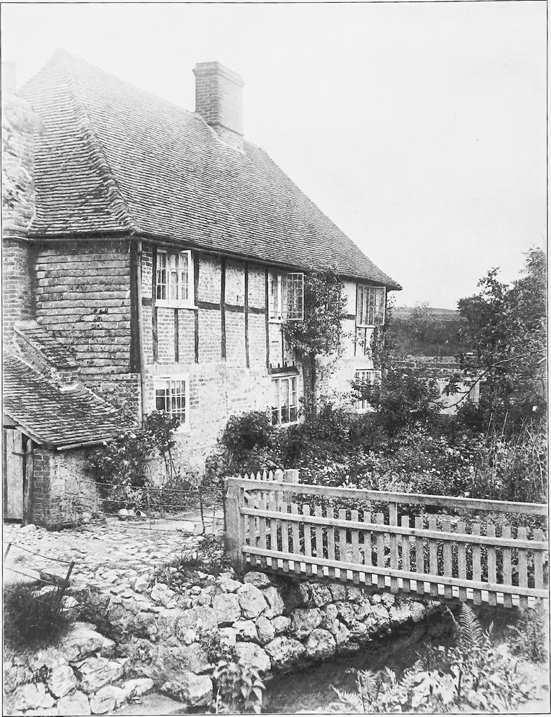 An illustration from Picturesque English cottages and their doorway gardens, 1905, leaf 35