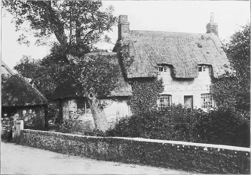 An illustration from Picturesque English cottages and their doorway gardens, 1905, leaf 38