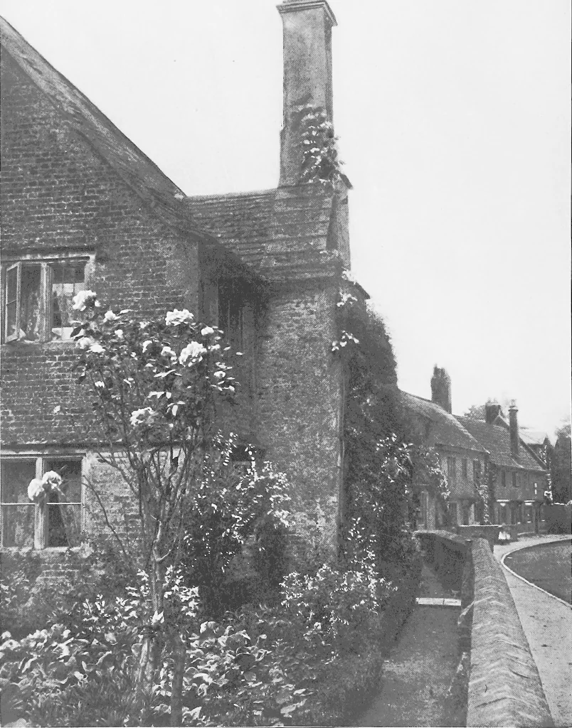 An illustration from Picturesque English cottages and their doorway gardens, 1905, leaf 45
